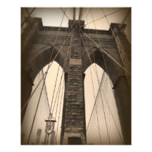 Vintage Sepia Brooklyn Bridge