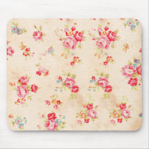 Vintage Shabby Chic Girly Pink Blue Roses Floral Mousemat
