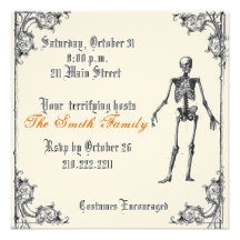 Vintage Skeletal Halloween Invitation