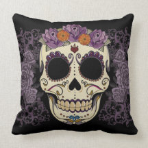 Vintage Skull and Roses Pillow