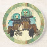 Vintage Smokey Rose Owls Moonlight Coaster coasters