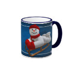 Vintage Snowmen: Sledder Mugs