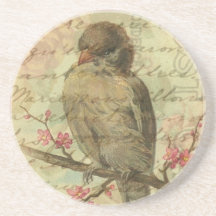Vintage Sparrow Drink Coaster