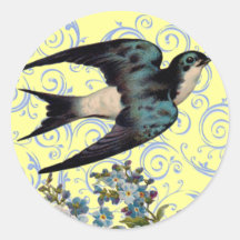 Vintage Sparrow Round Stickers