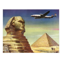 Vintage Sphinx Aeroplane Desert Pyramids Egypt Giz Invites