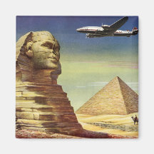Vintage Sphinx Aeroplane Desert Pyramids Egypt Giz Fridge Magnets