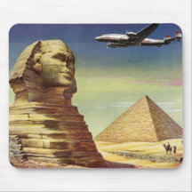 Vintage Sphinx Aeroplane Desert Pyramids Egypt Giz Mouse Mat