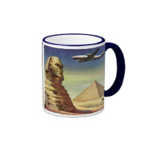 Vintage Sphinx Aeroplane Desert Pyramids Egypt Giz Coffee Mugs