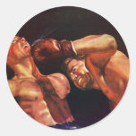 Vintage Sports Boxing Match, Knock Out Punch Round Sticker