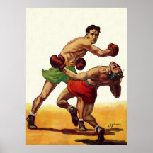 Vintage Sports Boxing Match, Knockout Punch Print