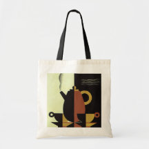 Vintage Steaming Coffee Pot with Coffee Cups Tote Bag