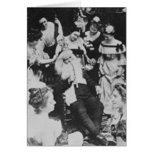 Vintage Stereoview Santa and the Ladies Christmas Greeting Card