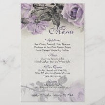 Vintage Sterling Silver Rose Wedding Menu Card Full Colour Flyer