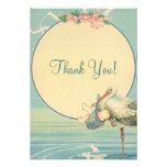 Vintage Stork Blue Boy Baby Shower Thank You Personalised Announcement