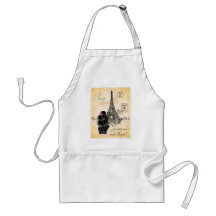 Vintage Style Black Poodle Eiffel Tower Print Apron