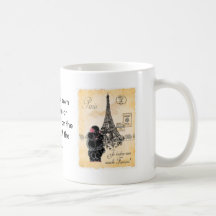 Vintage Style Black Poodle Eiffel Tower Print Coffee Mug
