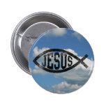 Vintage Style Jesus Fish Ichthys Button