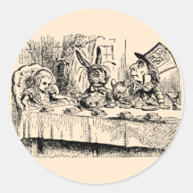 Vintage Tea Party; Alice, Hatter and March Hare Round Sticker