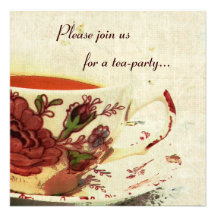 vintage tea party bridal shower invitation