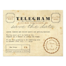 Vintage Telegram Save the Date Custom Announcement