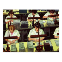 Vintage Telephone Assembly Line Workers Postcards