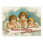 Vintage three cute praying angels postcard