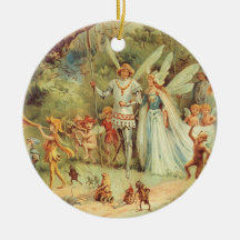 Vintage Thumbelina and Prince Wedding in Forest Christmas Tree Ornaments