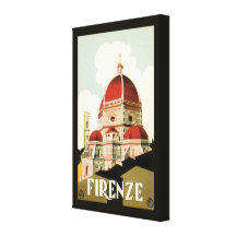 Vintage Travel Florence Firenze Italy Church Duomo Gallery Wrapped Canvas