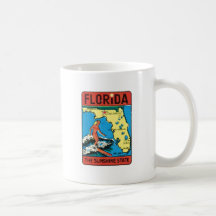 Vintage Travel Florida FL State Label Coffee Mugs