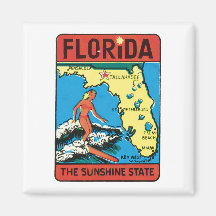 Vintage Travel Florida FL State Label Magnet