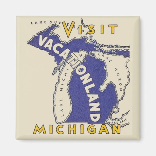 Vintage Travel - Michigan Vacationland Fridge Magnets