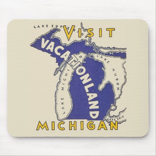 Vintage Travel - Michigan Vacationland Mouse Pads