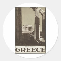 Vintage Travel Poster Ad Retro Prints Round Sticker