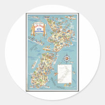 Vintage Travel Poster Ad Retro Prints Round Stickers