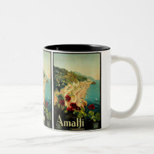 Vintage Travel Poster, Amalfi Coastline, Italy Coffee Mugs