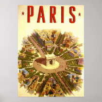 Vintage Travel Poster Arc de Triomphe Paris France