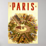 Vintage Travel Poster Arc de Triomphe Paris France