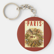 Vintage Travel Poster Arc de Triomphe Paris France Keychain