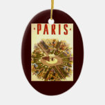 Vintage Travel Poster Arc de Triomphe Paris France Christmas Tree Ornament
