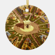 Vintage Travel Poster Arc de Triomphe Paris France Christmas Ornaments