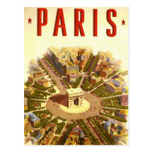 Vintage Travel Poster Arc de Triomphe Paris France Postcard