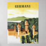 Vintage Travel Poster, Bavaria Castle, Germany