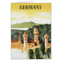 Vintage Travel Poster, Bavaria Castle, Germany Greeting Cards