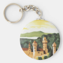 Vintage Travel Poster, Bavaria Castle, Germany Key Chain