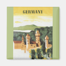 Vintage Travel Poster, Bavaria Castle, Germany Fridge Magnets