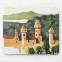Vintage Travel Poster, Bavaria Castle, Germany Mouse Pad