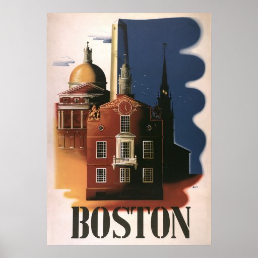 Vintage Travel Poster, Boston, Massachusetts