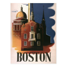 Vintage Travel Poster, Boston, Massachusetts Post Card