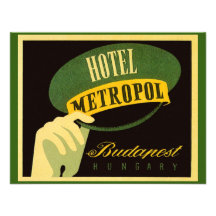 Vintage Travel Poster Budapest Hungary Bellhop Hat Custom Invitations