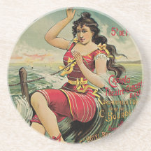 Vintage Travel Poster; Cabourg, France Drink Coaster
